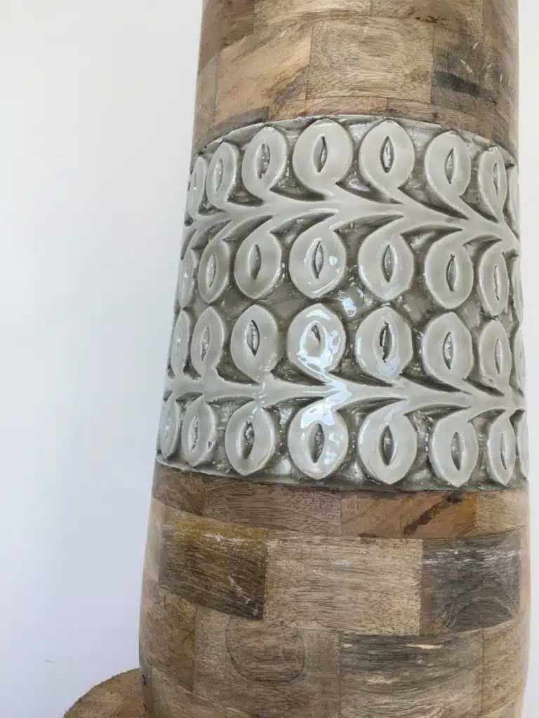 Vase décoratif bois gris vert