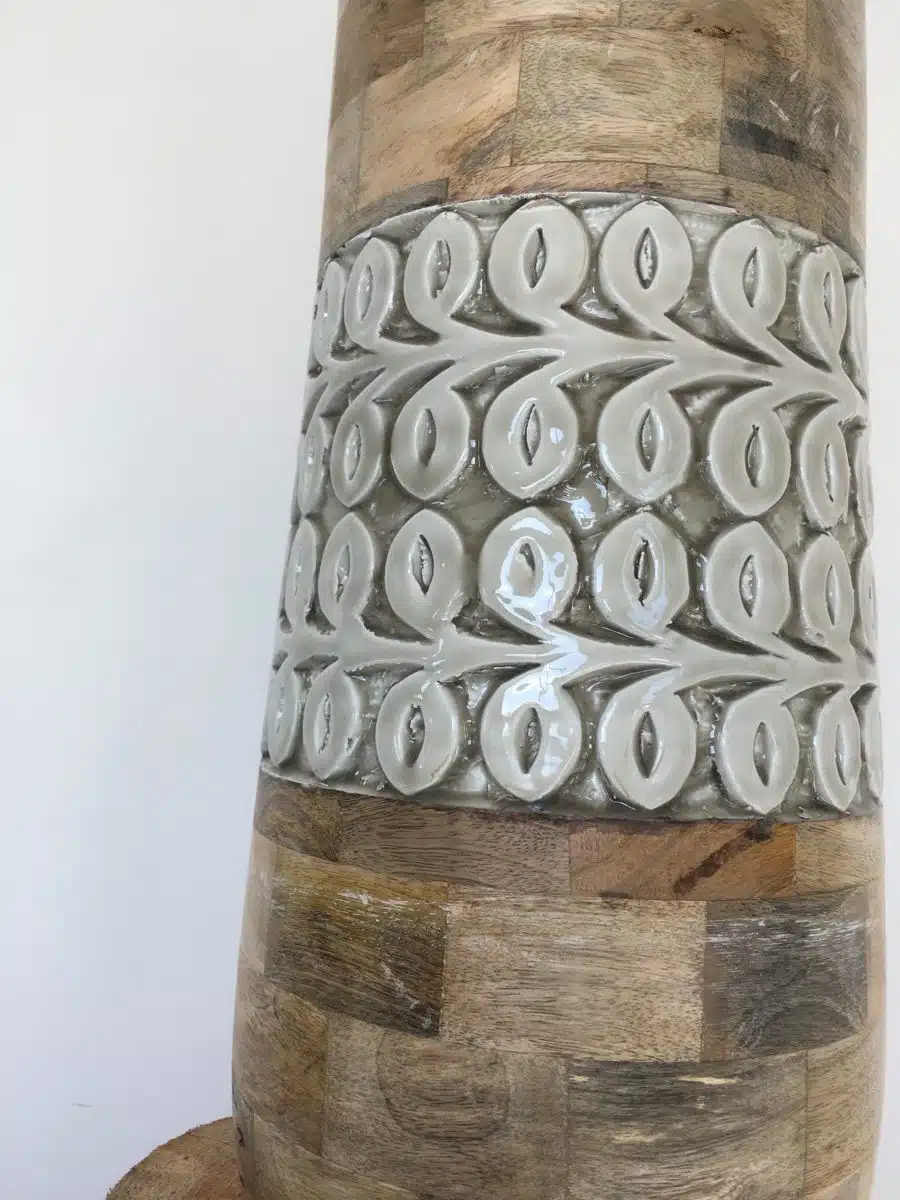 Vase décoratif bois gris vert